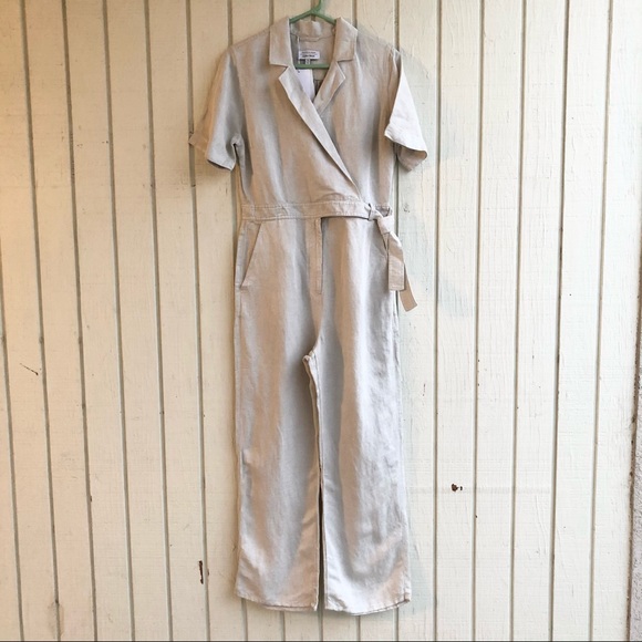 & Other Stories Pants - & Other Stories Linen Blend Wrap Top Jumpsuit
